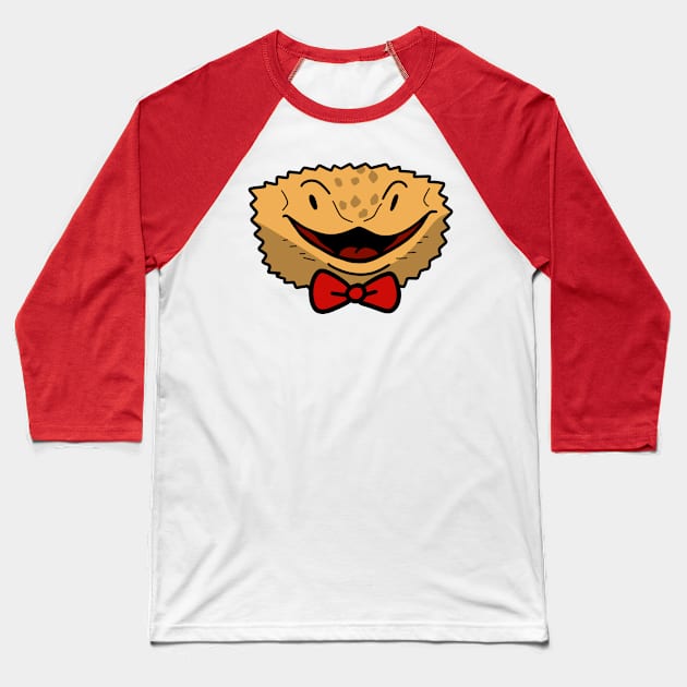 Bowtie Beared Dragon Face Baseball T-Shirt by saradaboru